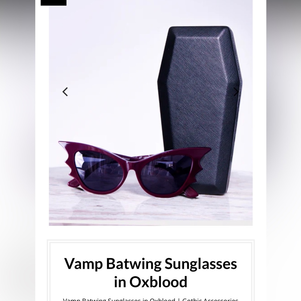 NWT La Femme En Noir Vamp Batwing Sunglasses in Oxblood